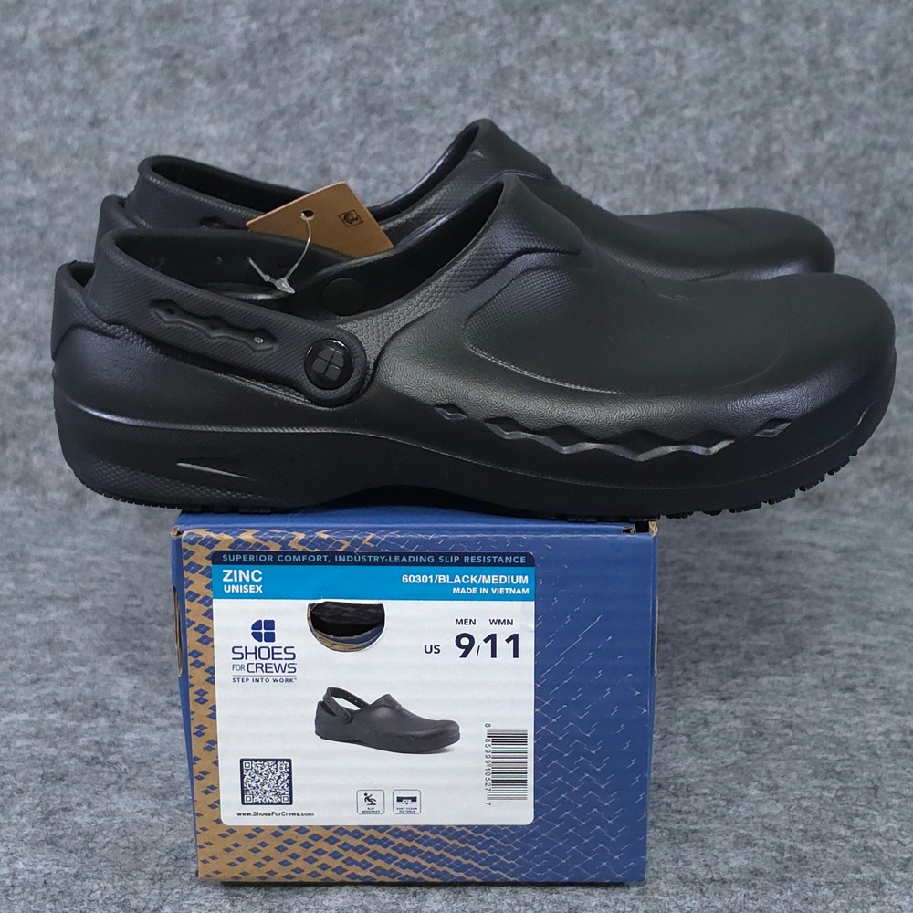 Shoes For Crews Zinc Black Slip Resistant Work Clogs Mens 9 Womens 11 60301